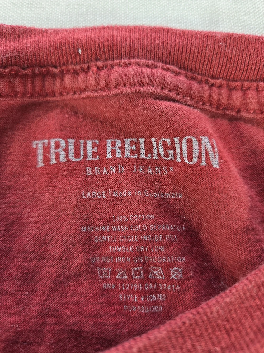 True Religion Buddha Logo Graphic T Shirt Red Short Sleeve Mens Large